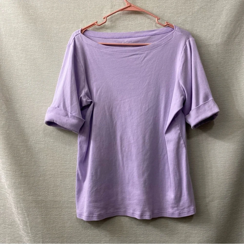 Lavender Women's Top Rolled Sleeves - Picture 1 of 3